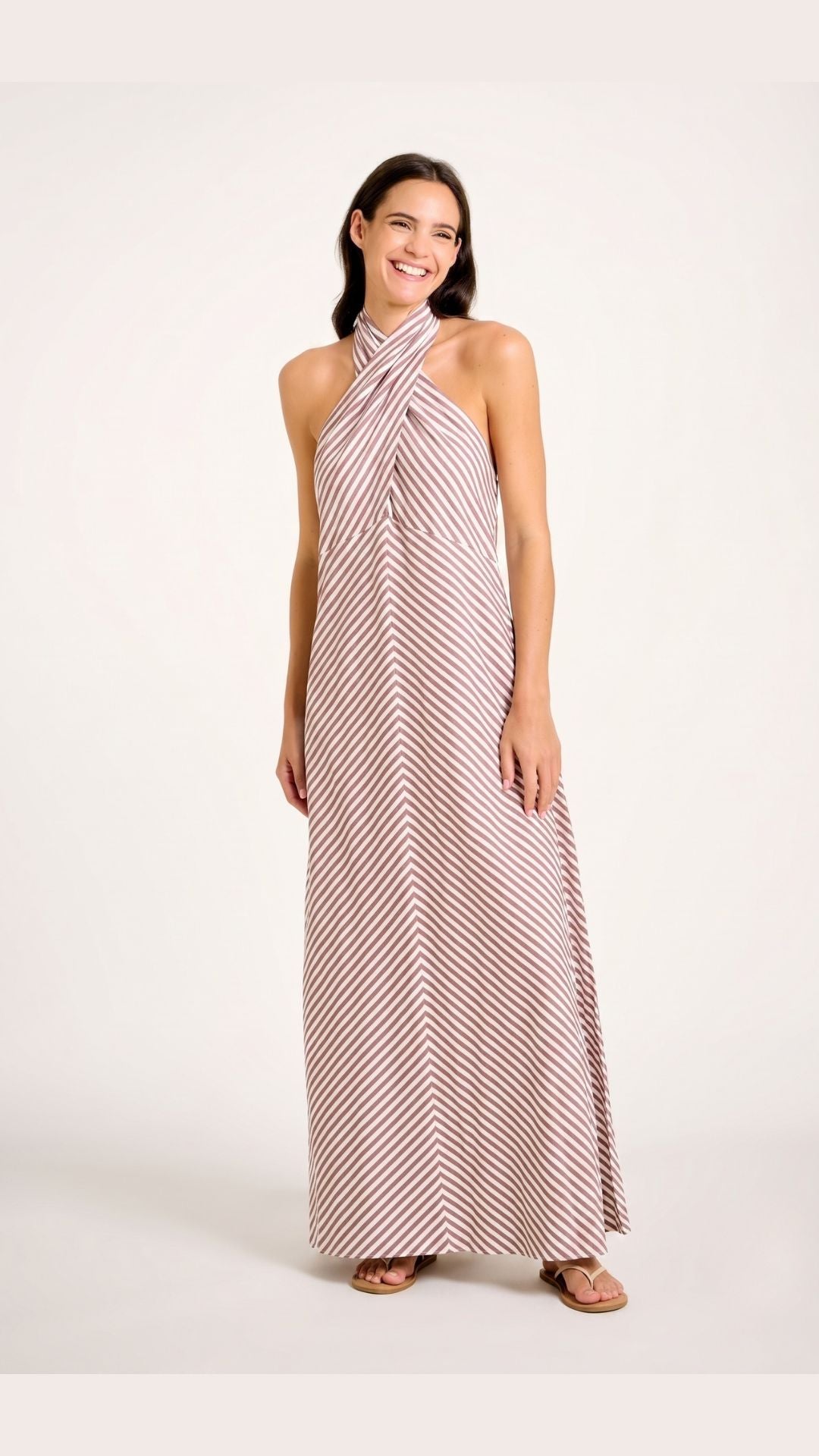 significant other patrice striped halter dress Patrice Chevron Stripe Halter Neck Maxi Dress (Women)