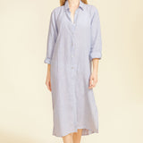 Lido Midi Shirt Dress - Light Blue Stripes