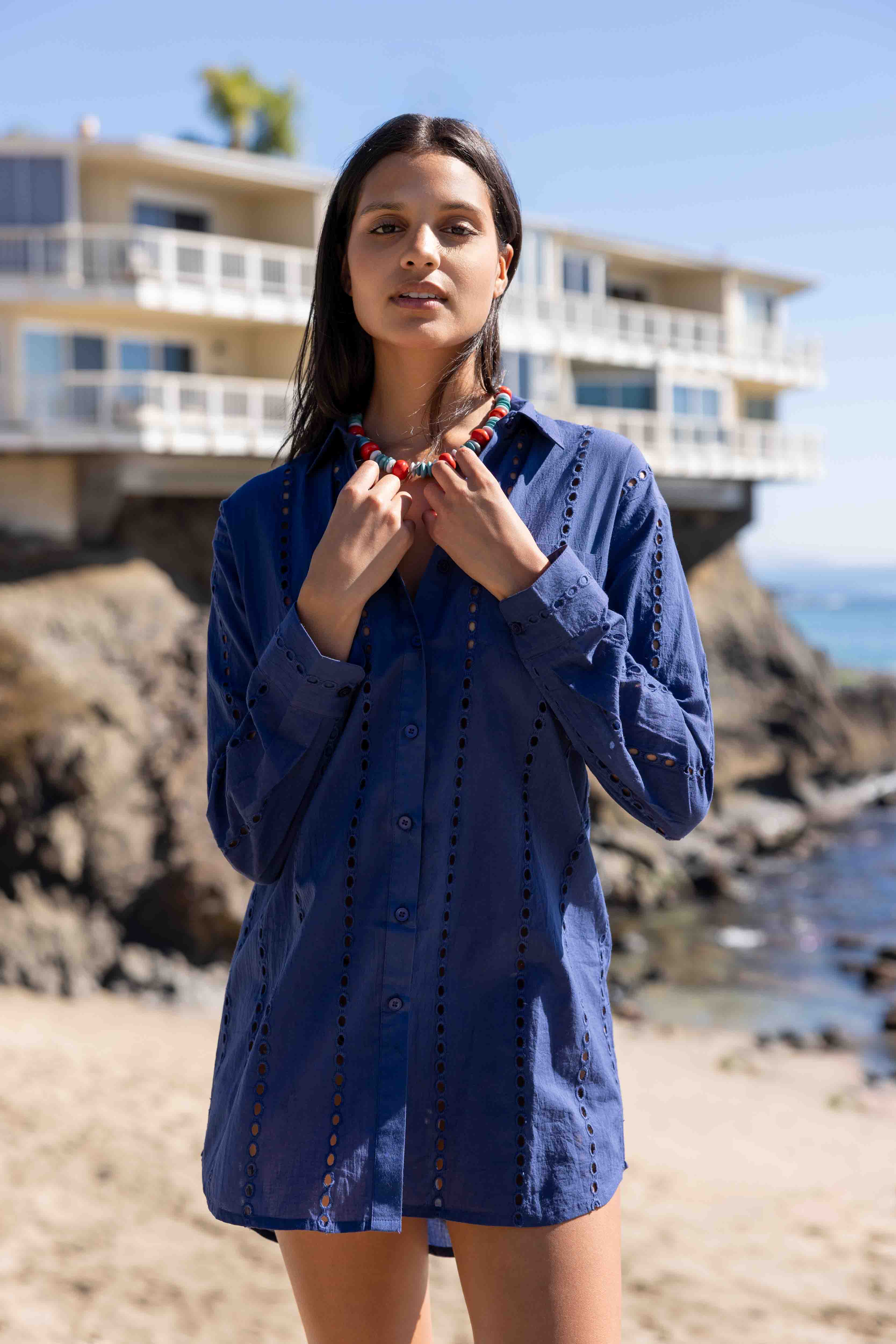 positano dress blue Temptation Positano's Blue Gemelli Dress Amanda Mills