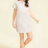 Riga Short Sleeve Short Dress - Tan Stripes