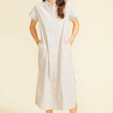 Riga Short Sleeve Midi Dress - Tan Stripes