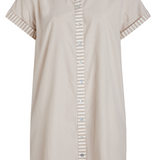 Riga Short Sleeve Short Dress - Tan Stripes