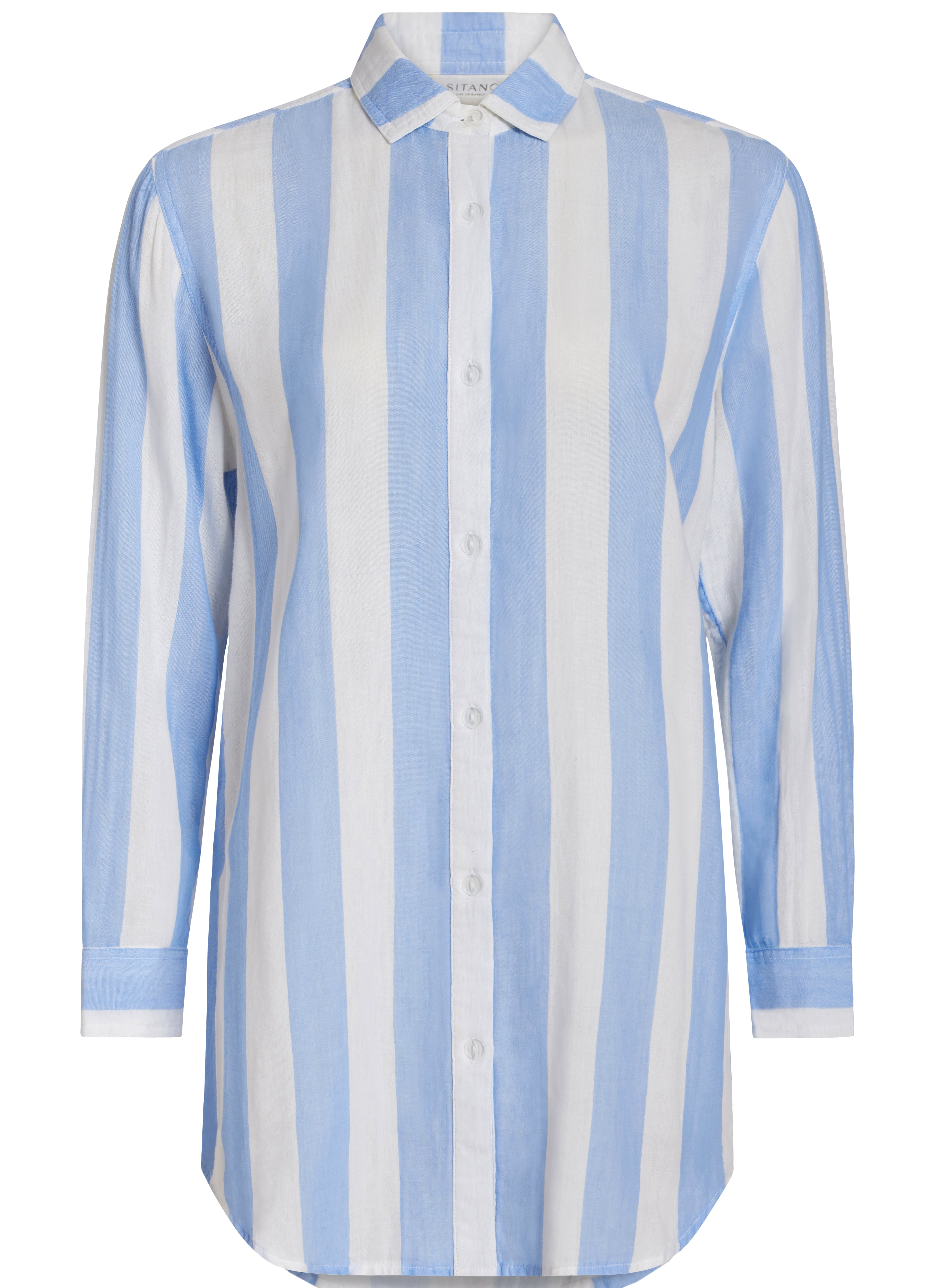 Positano Shirt Dress - Blue/White Cabana Stripes Positano Shirt Dress - Blue/White Cabana Stripes