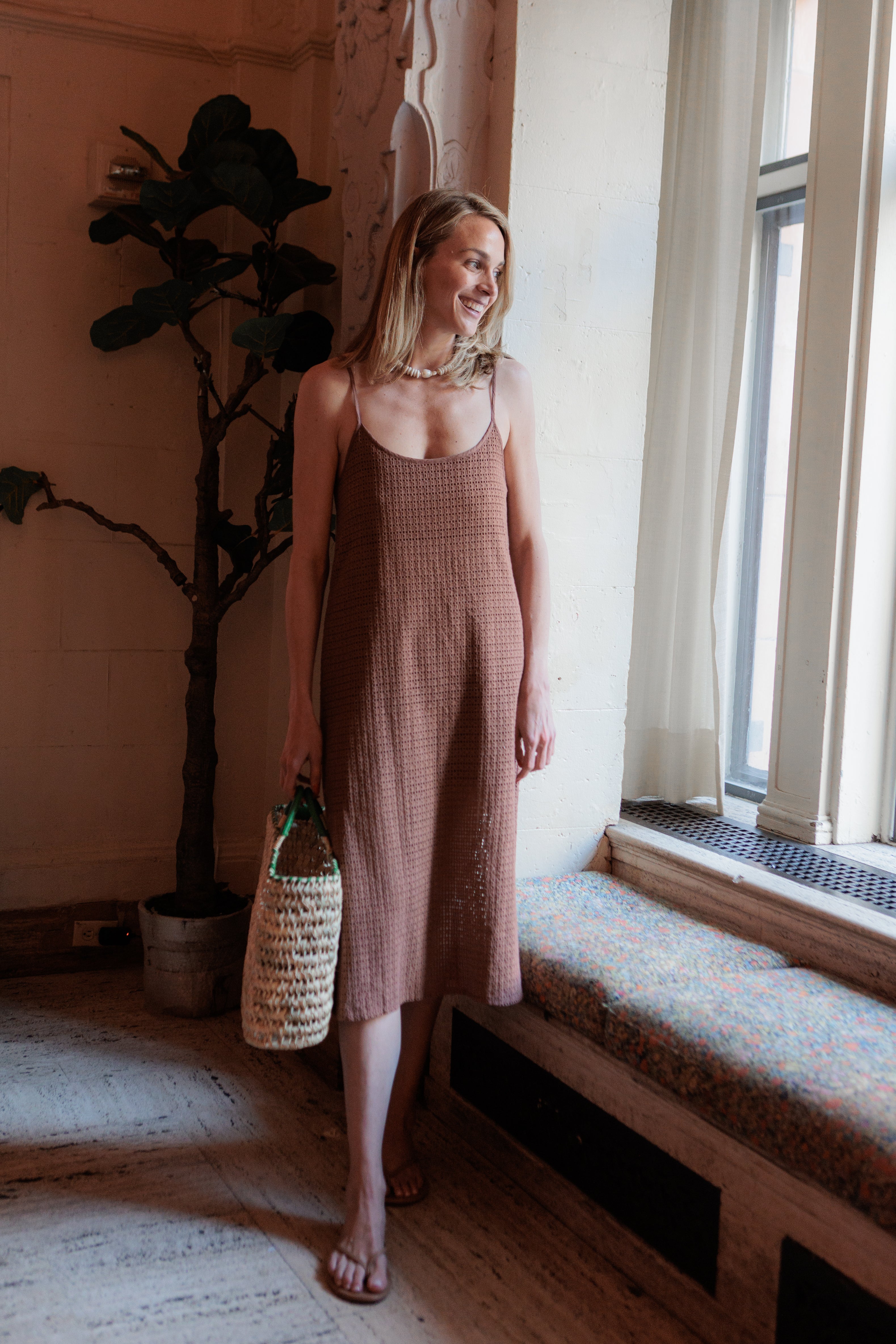 SITANO Women's Figo Tank Dress - Natural - Casual dresses SITANO Women's Figo Tank Dress - Natural - Casual dresses