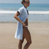 Riga Short Sleeve Short Dress - Blue Stripes