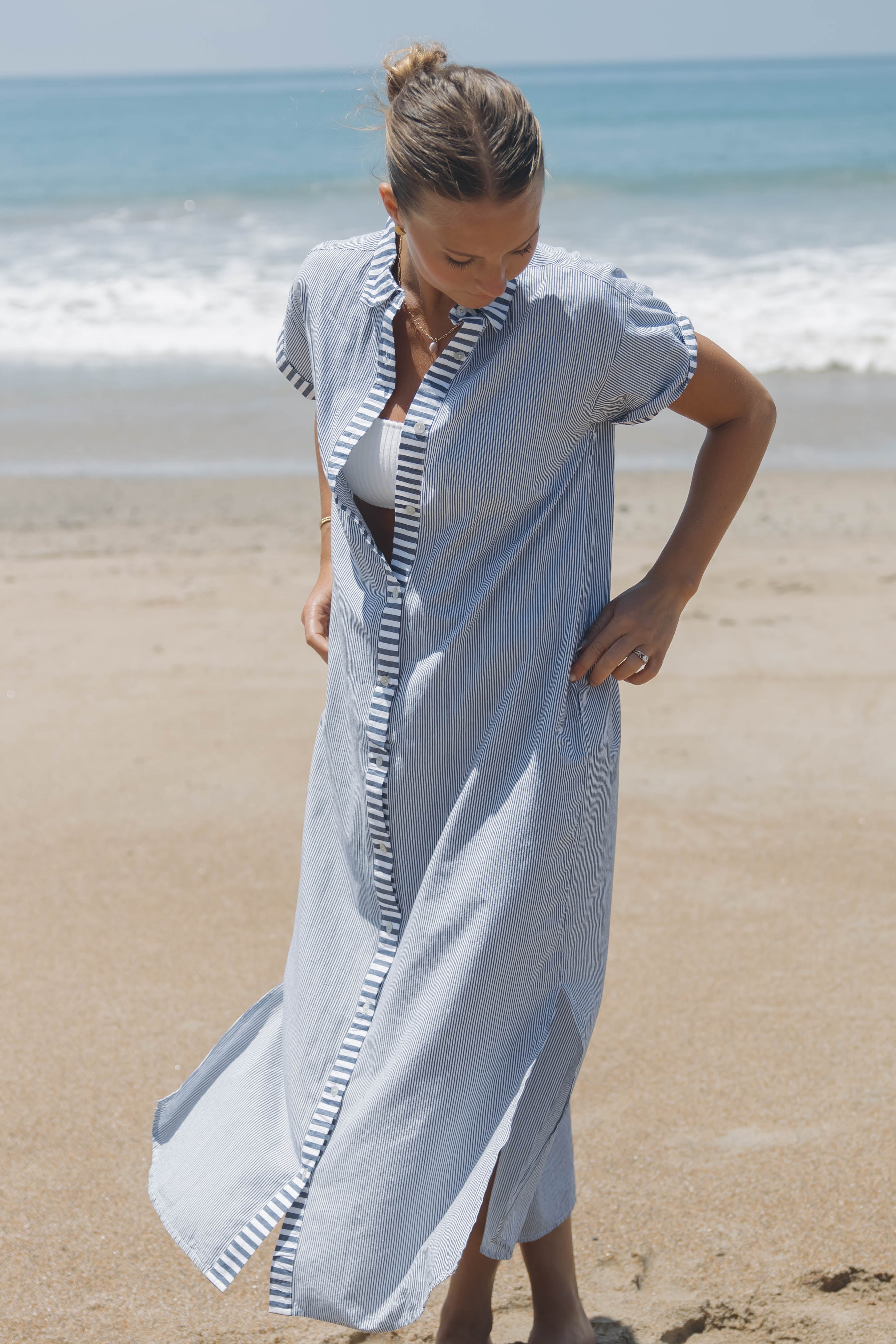 navy short sleeve midi dress Reiss