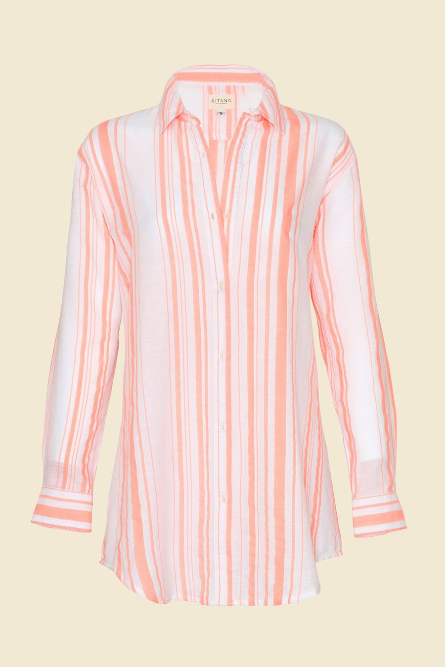 Primavera Shirt Dress - Neon Orange Stripes