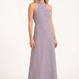 Amore Halter Dress - Navy/White Stripes