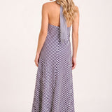 Amore Halter Dress - Navy/White Stripes