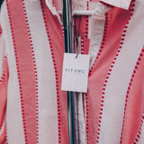 Positano Shirt Dress - Pink/White Cabana Stripes with Dots