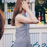 Amore Halter Dress - Navy/White Stripes