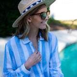 Positano Shirt Dress - Blue/White Cabana Stripes