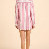 Positano Shirt Dress - Pink/White Cabana Stripes with Dots