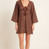 Sorrento Bell Sleeve Dress - Aria Crochet in Brown