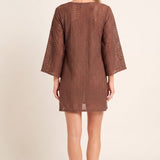 Sorrento Bell Sleeve Dress - Aria Crochet in Brown