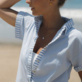 Riga Short Sleeve Short Dress - Blue Stripes