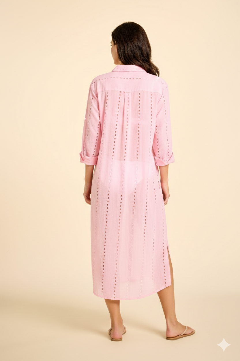 pink maxi shirt dress Frank & Eileen MEGAN Raspberry, Organic Voile Pink O/S