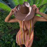 Sorrento Short Dress - Lavender/Orange/Brown Stripes