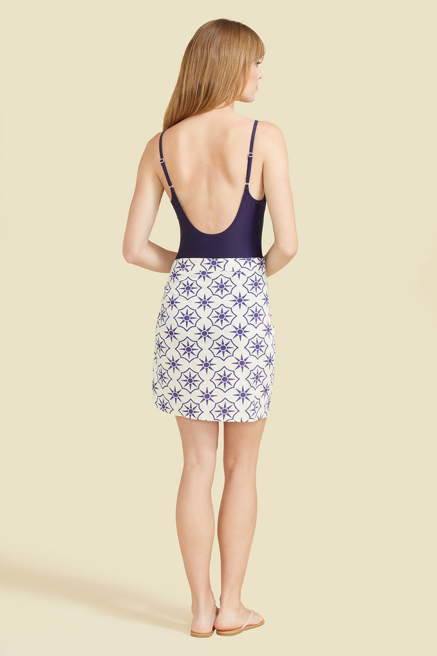Natalia Sarong - Blue/Cream