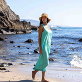 Positano Midi Tank Dress - Blue/Green Cabana Stripes