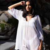 Sorrento Bell Sleeve Dress - Aria Fabric in White