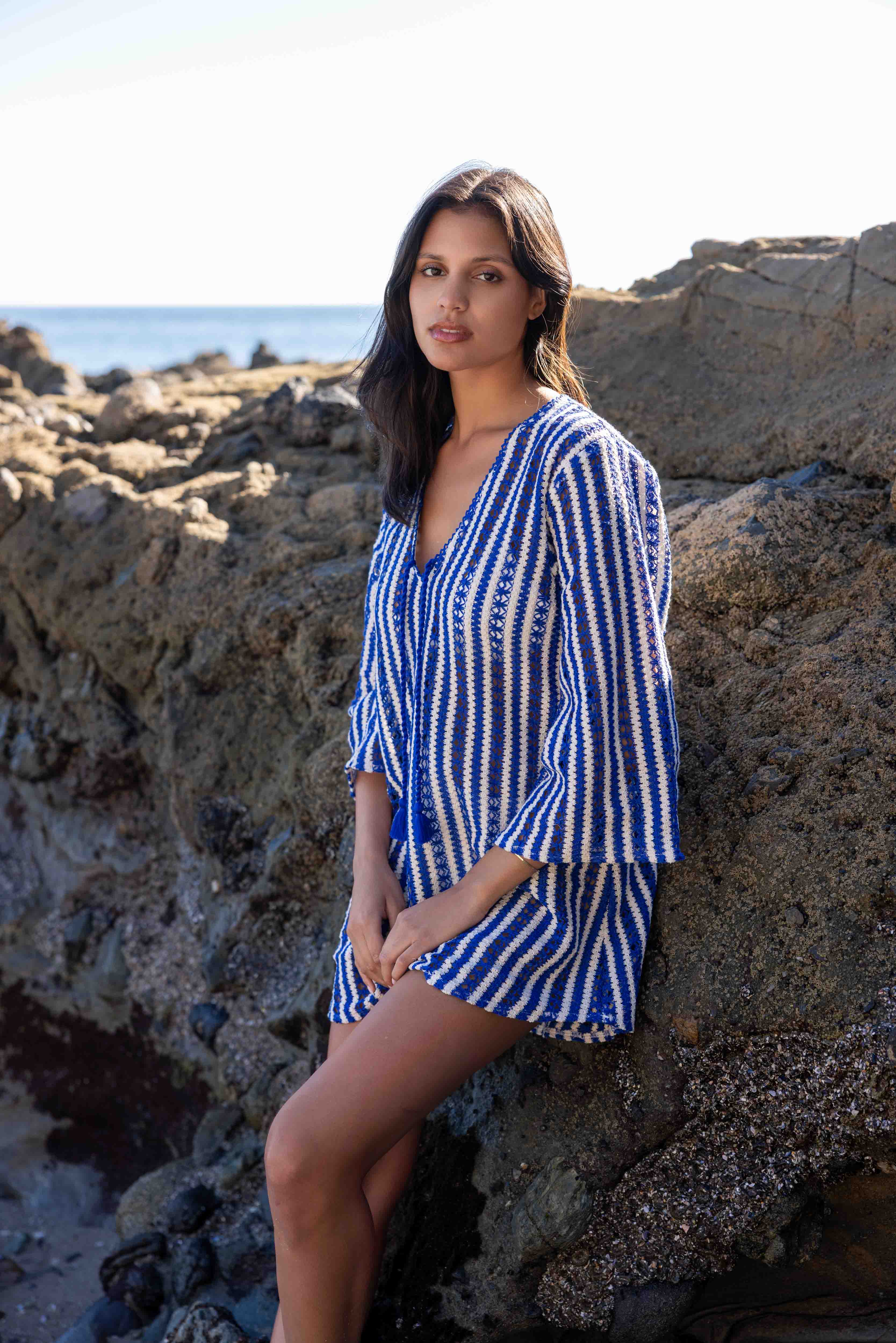 blue and white bell sleeve dress Elven Blue Velvet Bell Sleeve Dress S