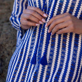 Sorrento Bell Sleeve Dress - Azule Blue & White Stripes