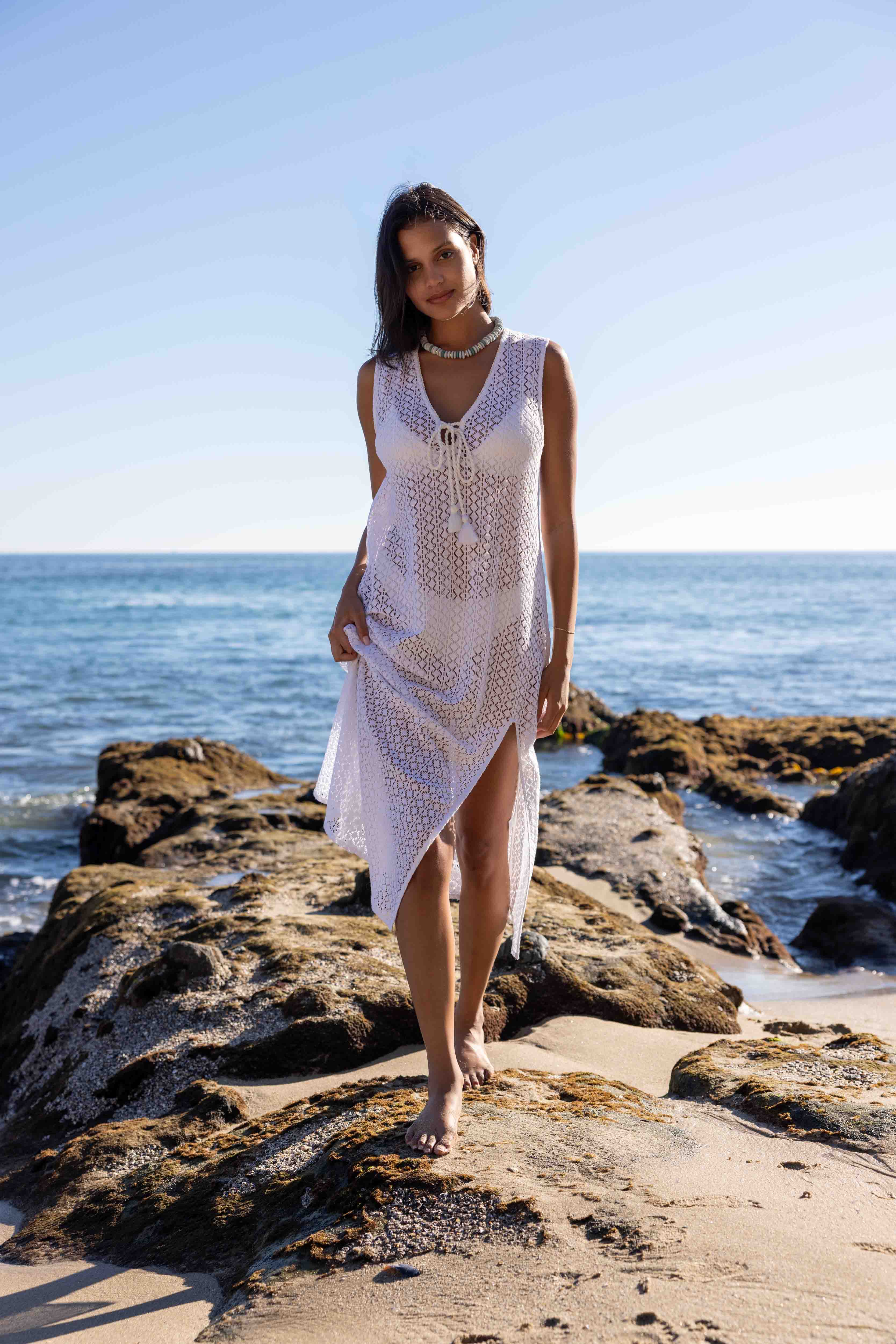 dissh sorrento crochet dress GINA CREAM HALTER CROCHET DRESS DISSH