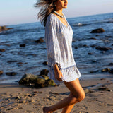 Verano Long Sleeve Dress - Blue & Cream Animal Print