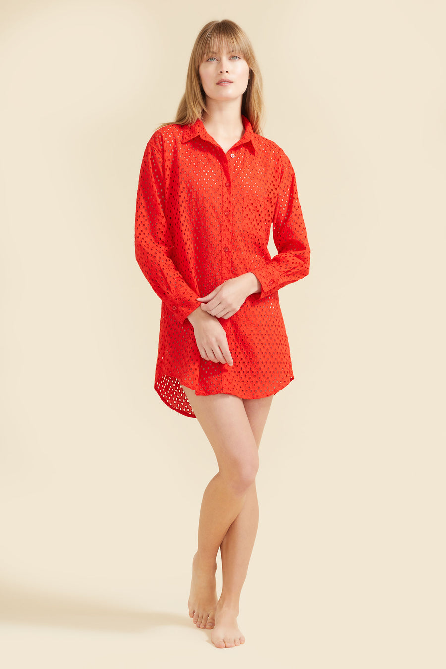 Positano Shirt Dress - Coral