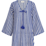 Sorrento Bell Sleeve Dress - Azule Blue & White Stripes