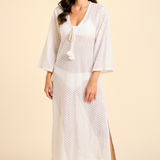Sorrento Bell Sleeve Maxi Dress - Aria Fabric in White