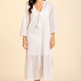Sorrento Bell Sleeve Maxi Dress - Aria Fabric in White