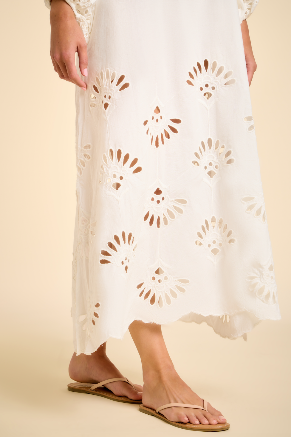 donna maxi dress Sitano Women's Donna Eyelet Maxi Dress - Natural