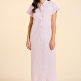 Riga Short Sleeve Midi Dress - Lavendar Stripes