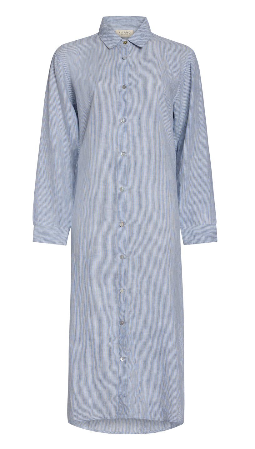 Lido Midi Shirt Dress - Light Blue Stripes