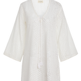 Sorrento Bell Sleeve Dress - Aria Fabric in White