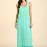 Positano Midi Tank Dress - Blue/Green Cabana Stripes