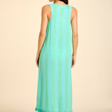 Positano Midi Tank Dress - Blue/Green Cabana Stripes