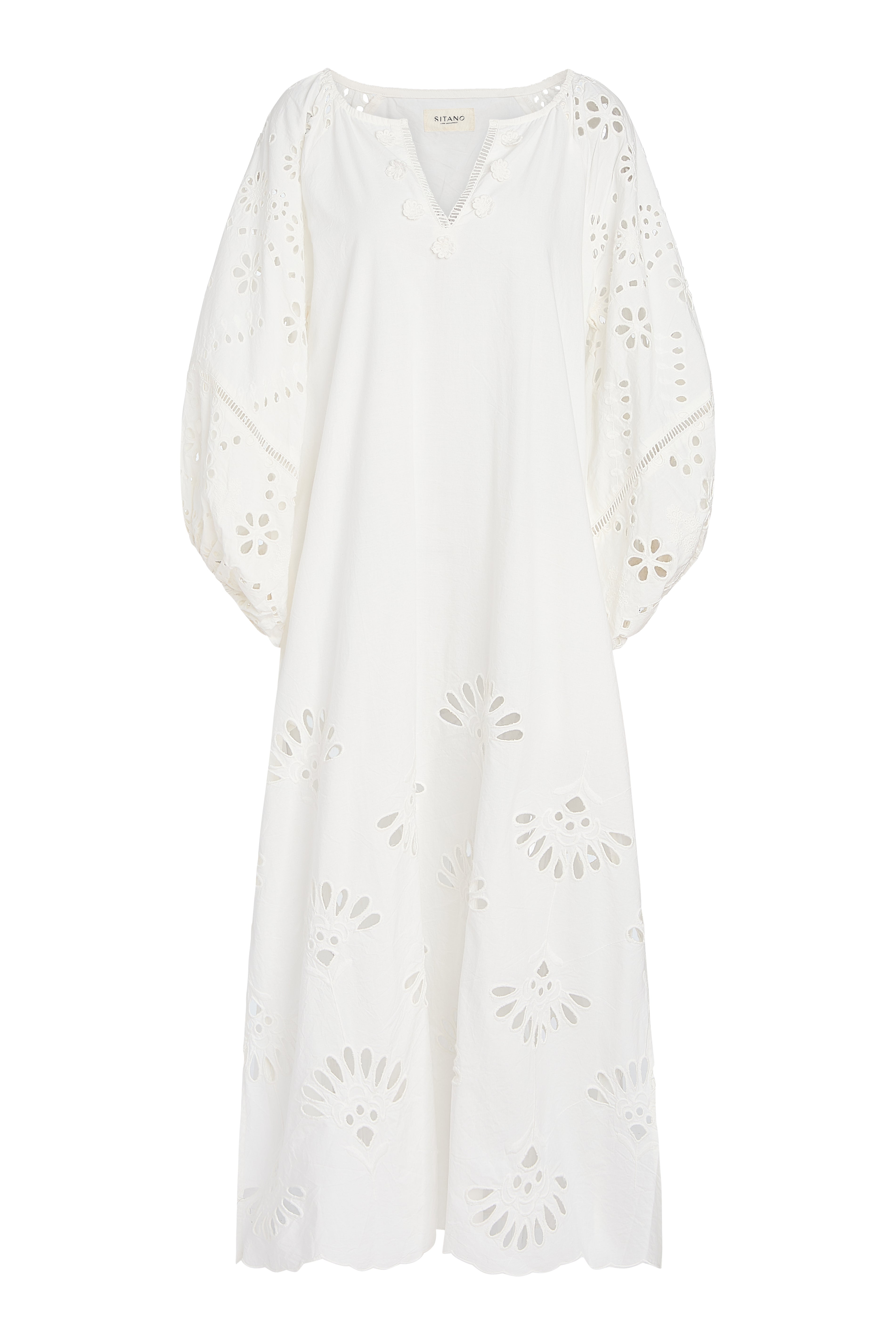 Donna Eyelet Maxi Dress in White Donna Eyelet Maxi Dress in White