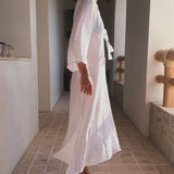 Sorrento Bell Sleeve Maxi Dress - Aria Fabric in White
