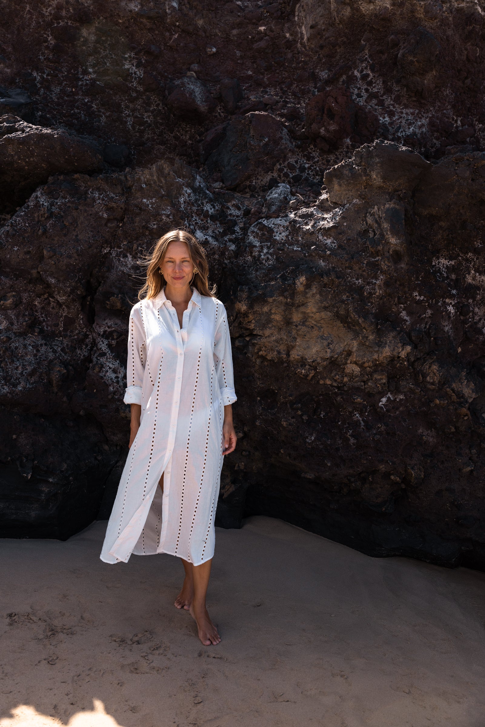 white maxi shirt dress Eyelet Trim Long Dress, White, Helen Jon XS Includes a separate underlayer dress Po Maxi Shirt Dress Cover-up