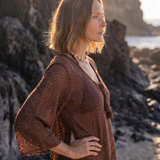Sorrento Bell Sleeve Dress - Aria Crochet in Brown