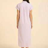 Riga Short Sleeve Midi Dress - Lavendar Stripes