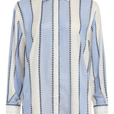 Positano Shirt Dress - Blue/White Cabana Stripes with Dots