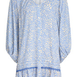 Verano Long Sleeve Dress - Blue & Cream Animal Print
