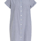 Riga Short Sleeve Short Dress - Navy Stripes