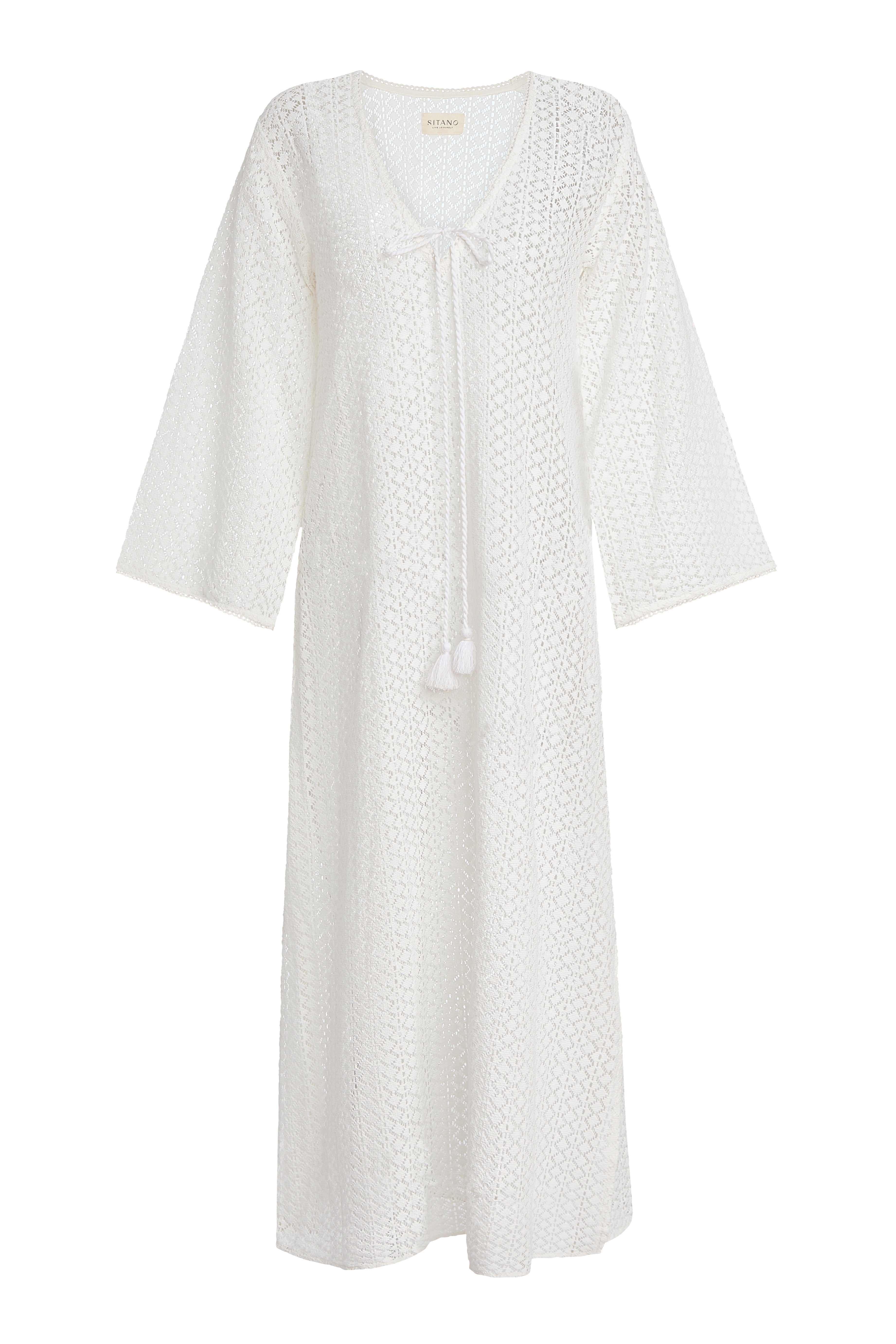 white cotton maxi dress with sleeves Jessalynn Cut-Out Long Sleeve Maxi Dress White