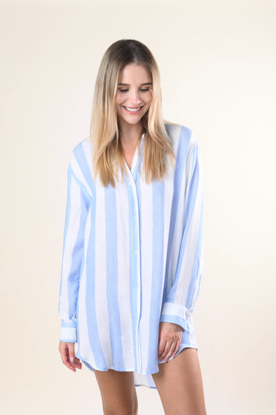 Positano Shirt Dress - Blue/White Cabana Stripes Positano Shirt Dress - Blue/White Cabana Stripes